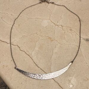 Hammered Crescent Silver Necklace - Women Jewelry